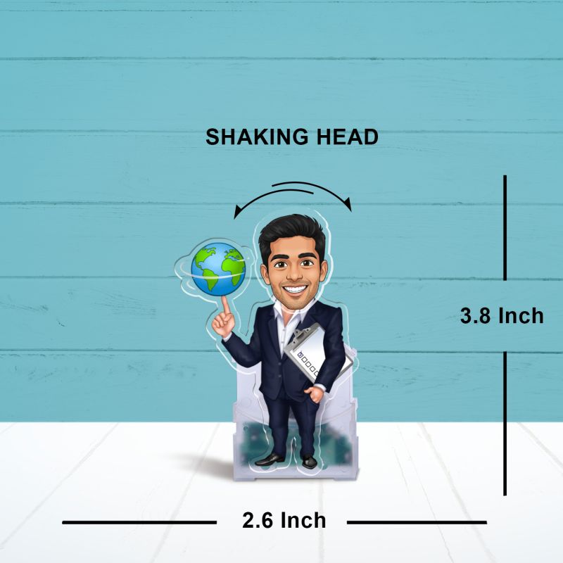 Personalized Bobblehead Caricature with Shaking Head Feature Gift for Teacher, Boss, Friend & Brother Solar Powered Moving Head for Living Room, Office Desk & Car Dashboard Decor